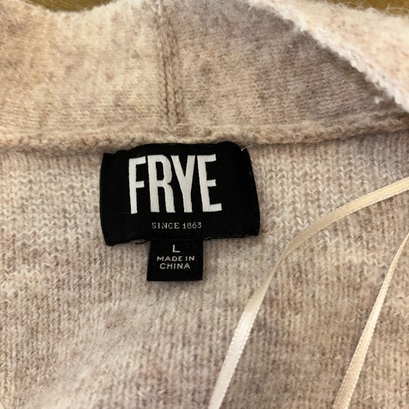 Frye Long Sleeve Open Front Cardigan Sweater Tribal Print Beige Tones Size Large - Picture 5 of 5